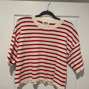 Red and Cream Striped Top